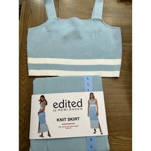 Edited By Remi Bader Knit Skirt Size M Light Blue